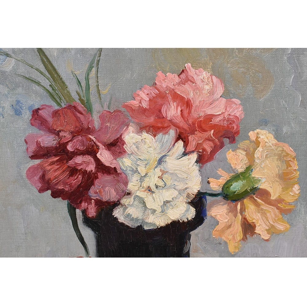 QF768 1a antique oil floral painting flower still life carnations.jpg